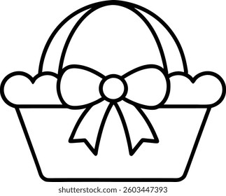 gift box with bow line art vector icon