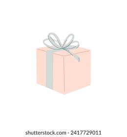 Gift box with bow. Minimalistic design, Valentine's concept, birthday concept