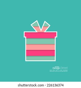 Gift box with a bow on a green background