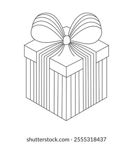 Gift Box with Bow Outline – Festive Line Art for Creative Coloring Fun