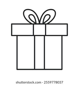 Gift box with bow in outline style Vector