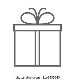 Gift box with bow. Outline. Vector.