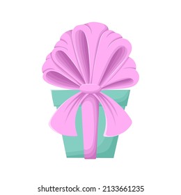 Gift box with bow. Party decor. Isolated on white background.