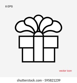 Gift Box with a Bow or Present Vector Icon Isolated. Congratulation and Shopping Symbol