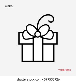 Gift Box with a Bow or Present Vector Icon Isolated. Congratulation and Shopping Symbol