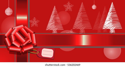 Gift box .Bow with ribbon. 