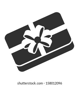 gift box with bow and ribbon black web icon. vector illustration