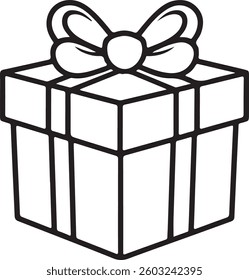 A gift box with bow ribbon line art illustrating vector
