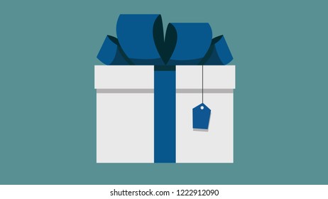 Gift box with bow and ribbon. Vector Illustration.