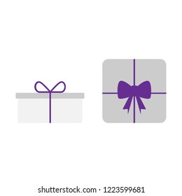 gift box and bow ribbon vector icon,flat icon,top view and side view , for UI and UX, website or mobile application,esp10