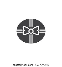 Gift box with bow ribbon vector icon. filled flat sign for mobile concept and web design. Round gift box glyph icon. Symbol, logo illustration. Vector graphics