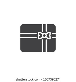 Gift box with bow ribbon vector icon. filled flat sign for mobile concept and web design. Gift card glyph icon. Symbol, logo illustration. Vector graphics