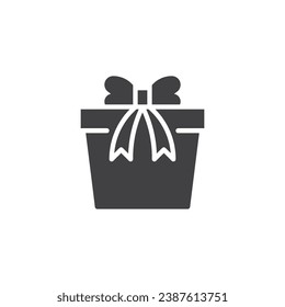 Gift box with bow ribbon vector icon. filled flat sign for mobile concept and web design. Surprise box glyph icon. Symbol, logo illustration. Vector graphics