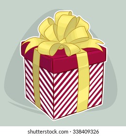 Gift box with bow and ribbon. Vector design element.