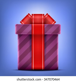 Gift box with bow and ribbon. Vector illustration.