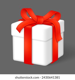 Gift box with bow and ribbons. Isolated on grey background