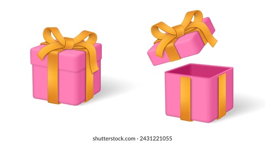 Gift box with bow and ribbons. Isolated on white background