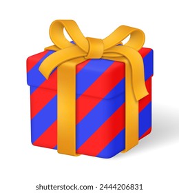 Gift box with bow and ribbons. Isolated on white background