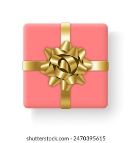 Gift box with bow and ribbons. Isolated on white background
