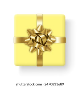 Gift box with bow and ribbons. Isolated on white background