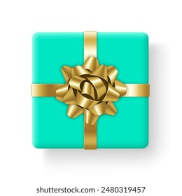 Gift box with bow and ribbons. Isolated on white background