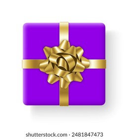 Caja de regalo con lazo y cintas. Aislado sobre fondo blanco