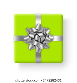 Gift box with bow and ribbons. Isolated on white background