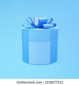 Gift box with bow and ribbons vector illustration. Present box for any design vector. Holiday theme in blue color.