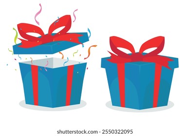 Caja de regalo con arco. Navidades y regalo de cumpleaños. Ilustración vectorial