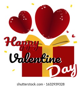 Gift box bow tie A red heart on the top.Image vector.