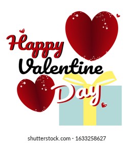 Gift box bow tie A red heart on the top.Image vector.