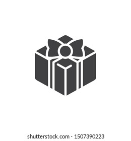 Gift box with bow vector icon. filled flat sign for mobile concept and web design. Square gift box glyph icon. Symbol, logo illustration. Vector graphics