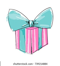 gift, gift box with bow vector illustration