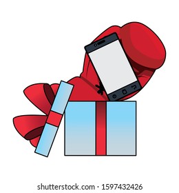 gift box with boxing glove icon over white background, vector illustration