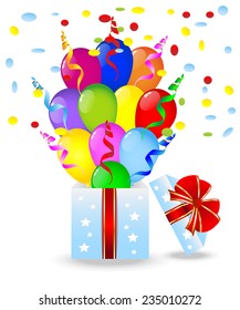 gift box with bright air marbles,vector illustration