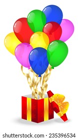 gift box with bright air marbles,vector illustration