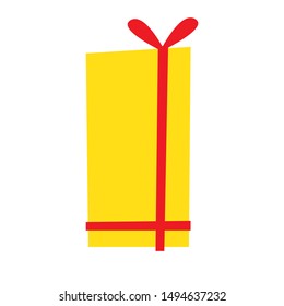 Gift box. Bright gift. Birthday present, new year. Simple hand-drawn box. Vector illustration isolated on a white background.