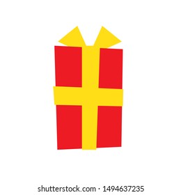 Gift box. Bright gift. Birthday present, new year. Simple hand-drawn box. Vector illustration isolated on a white background.