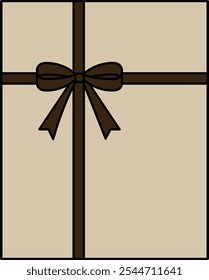 A gift box with a brown ribbon