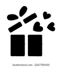 pincel de caja de regalo sobre fondo blanco, ilustración vectorial.