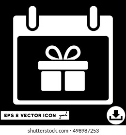 Gift Box Calendar Day icon. Vector EPS illustration style is flat iconic symbol, white color.