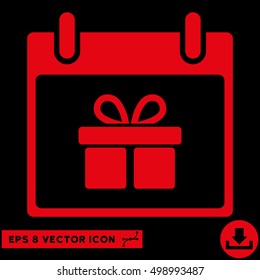 Gift Box Calendar Day icon. Vector EPS illustration style is flat iconic symbol, red color.