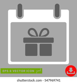 Gift Box Calendar Day icon. Vector EPS illustration style is flat iconic bicolor symbol, dark gray and white colors.