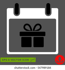 Gift Box Calendar Day icon. Vector EPS illustration style is flat iconic bicolor symbol, black and white colors.