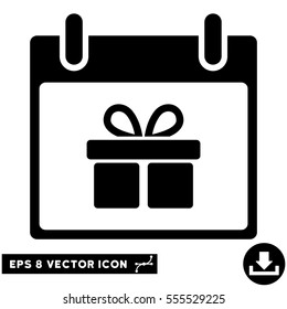 Gift Box Calendar Day icon. Vector EPS illustration style is flat iconic symbol, black color.