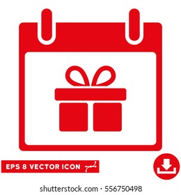 Gift Box Calendar Day icon. Vector EPS illustration style is flat iconic symbol, red color.