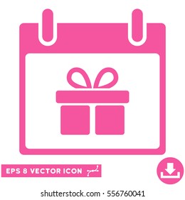 Gift Box Calendar Day icon. Vector EPS illustration style is flat iconic symbol, pink color.