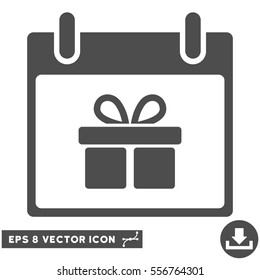 Gift Box Calendar Day icon. Vector EPS illustration style is flat iconic symbol, gray color.