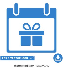 Gift Box Calendar Day icon. Vector EPS illustration style is flat iconic symbol, cobalt color.