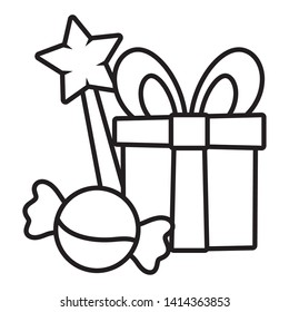 gift box candy star pop art elements vector illustration